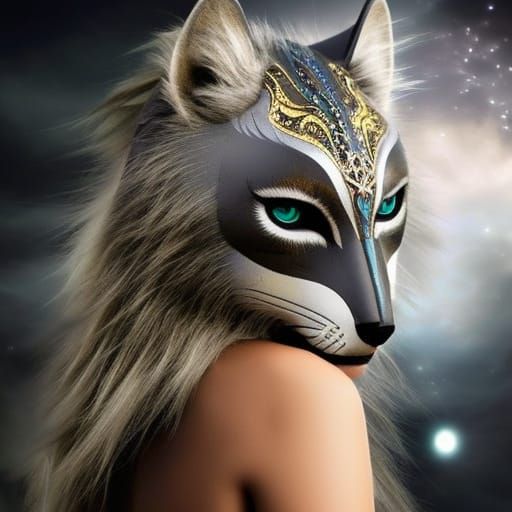 Native Wolf Mask in Winter Wonderland Style