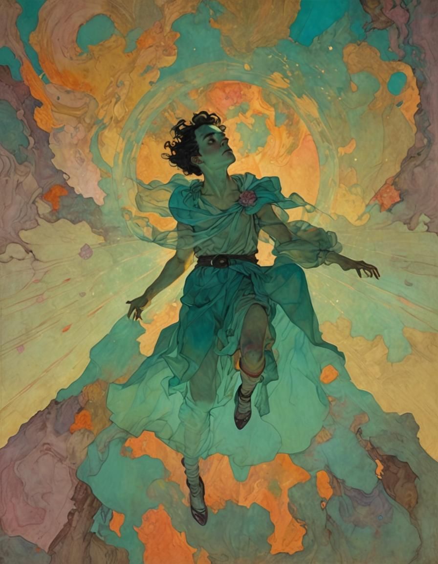 Fluid Fluorescent Dancer with Light Halo