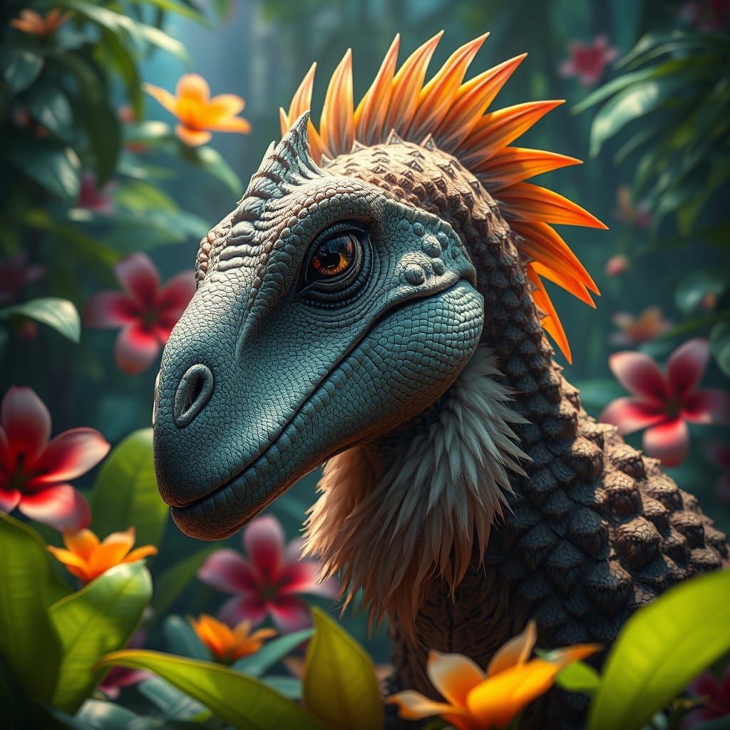 Realistic Megafauna in Vibrant Jungle Setting, Hyperrealisti...
