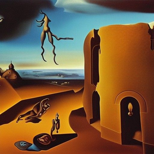 Victorious Fighter over Death in Surrealist Coliseum