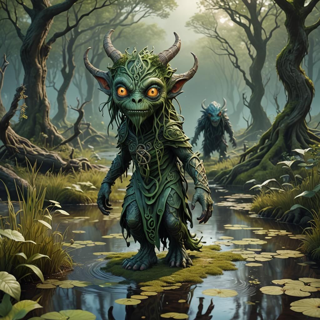 Celtic Monster Emerges from Scandinavian Swamp: 3D Render