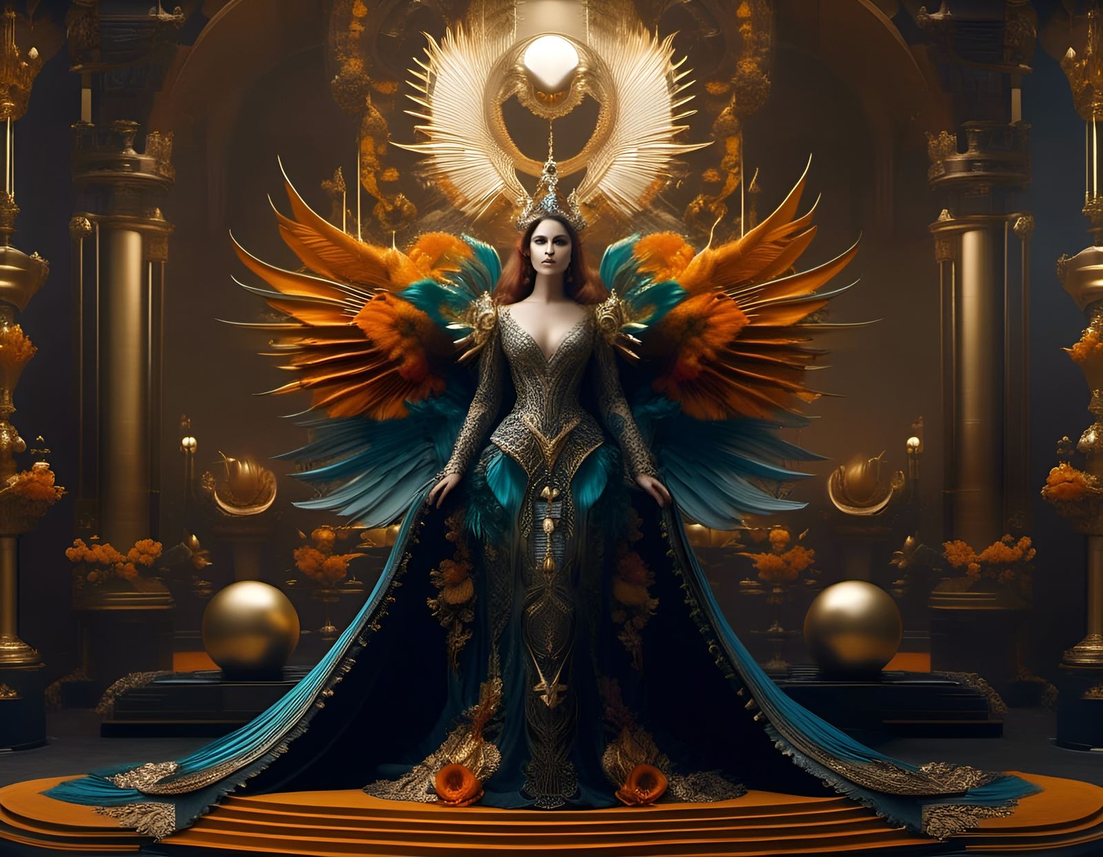 Haute Couture Angel in Art Nouveau Style