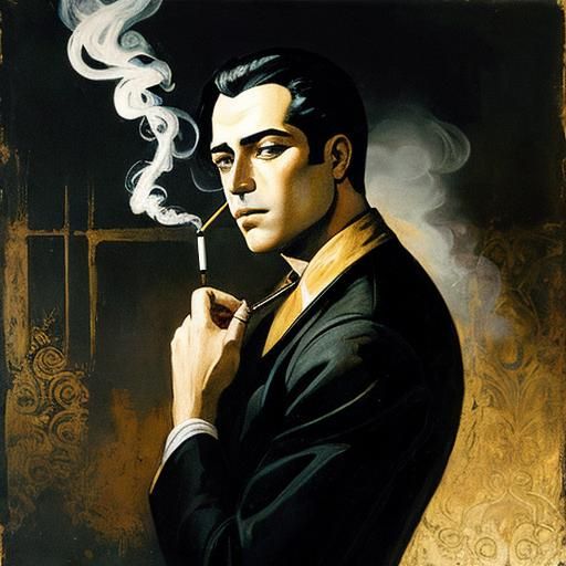 Smoking Sailor in Chiaroscuro Intaglio Style