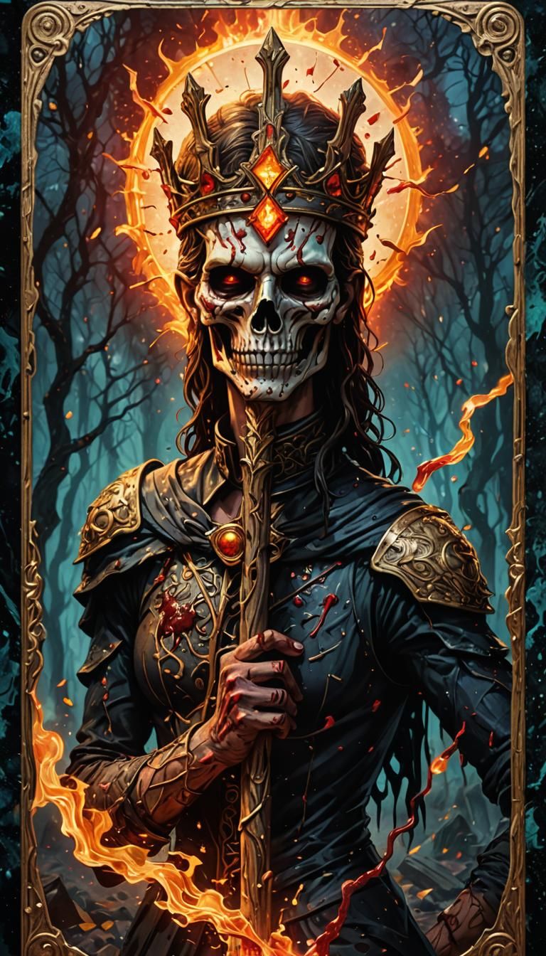 Eerie Hyperrealistic Ace of Wands Tarot Card