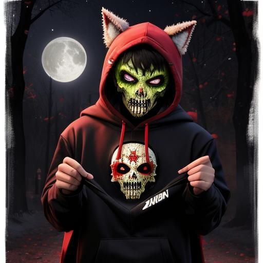 Zombie Trickster in Crimson Universe Hoodie