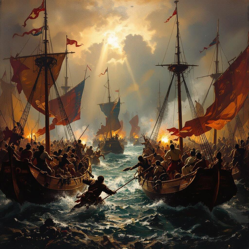 Epic Naval Battle of Lepanto Oil Painting