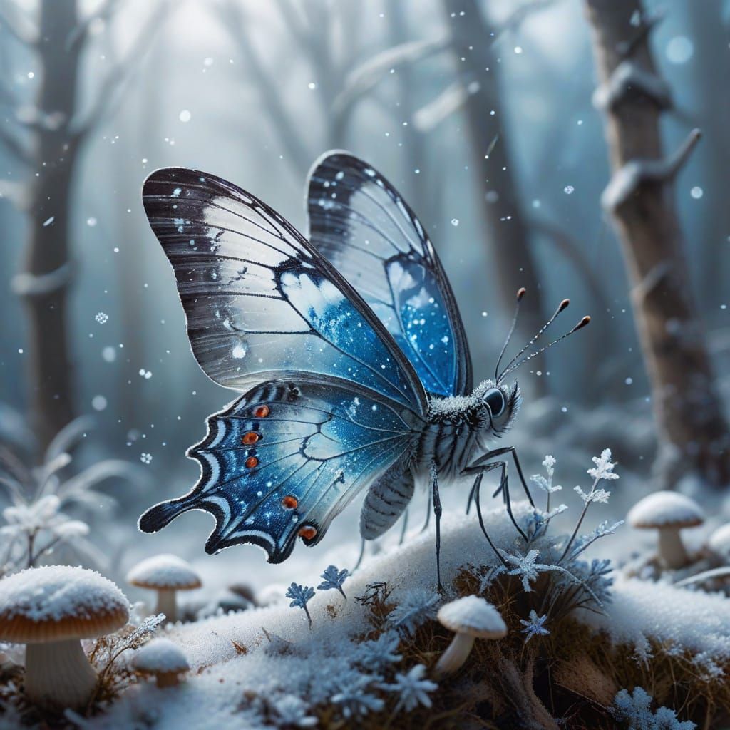 Ethereal Butterfly with Winter World Wings