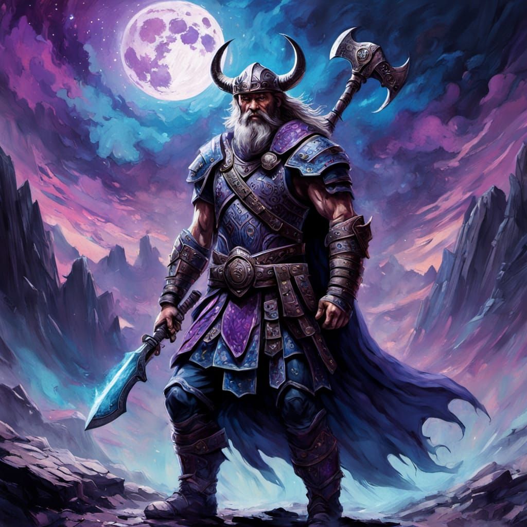 Viking Warrior on Alien Planet: Fantasy Art