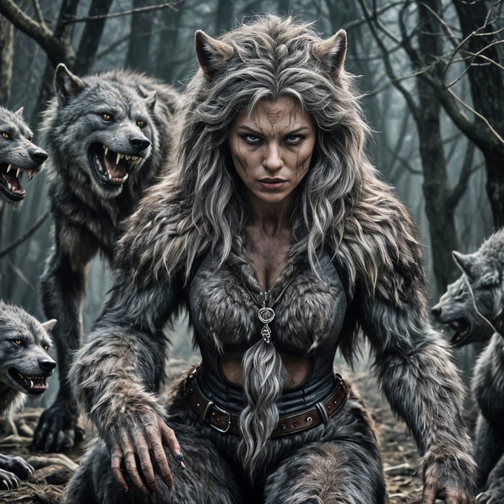 Hyperrealistic Female Werewolf Full Body Shot