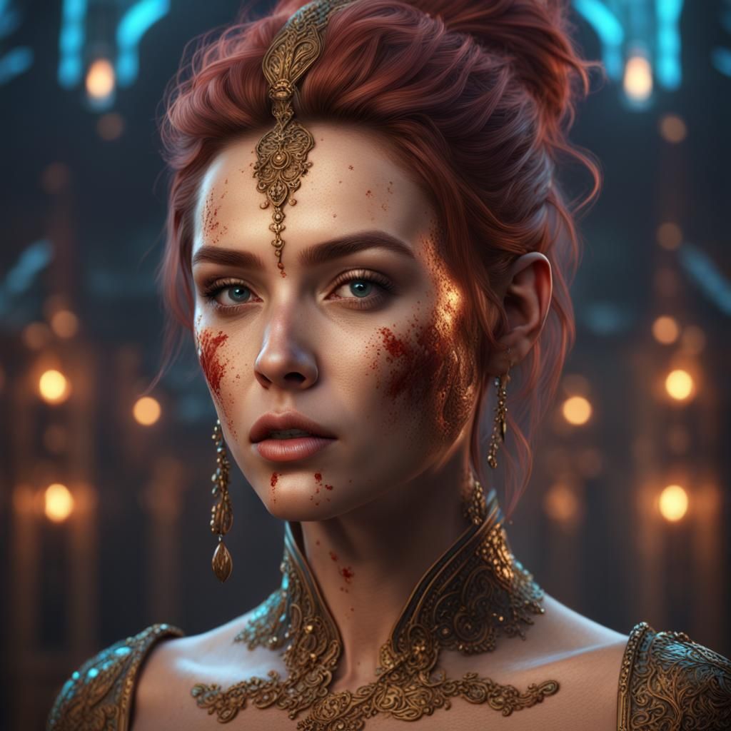 Attractive Woman: Detailed Matte Painting in 8k