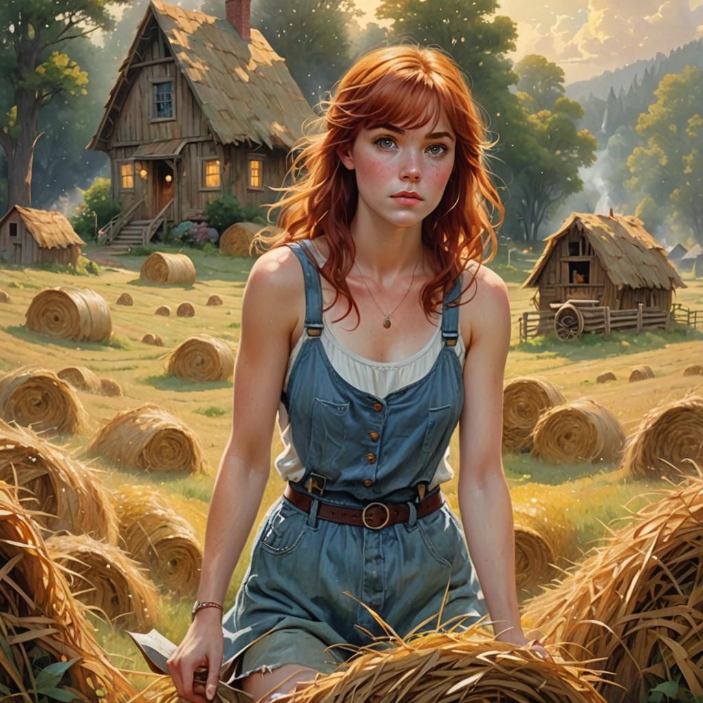 Woman Finds Needle in Haystack, Ethereal Fantasy