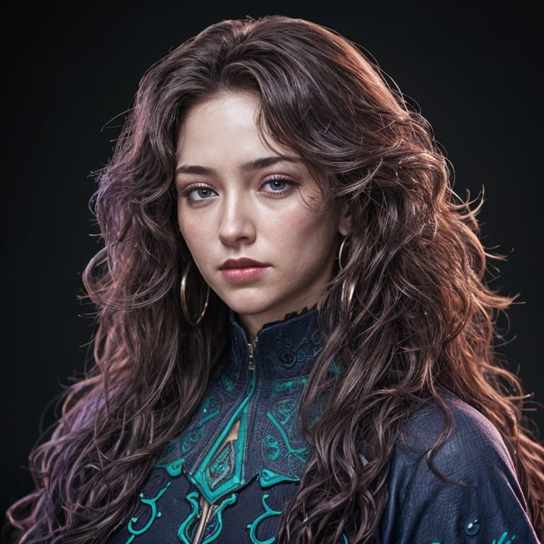 Hyperrealistic Concept Art of a Woman with Intense Gaze in R...