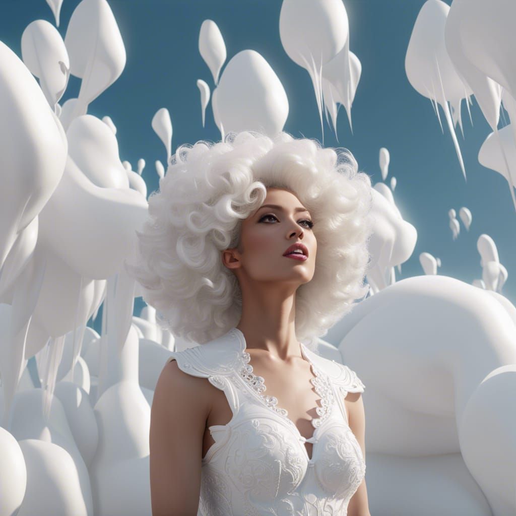 Cloud Woman: 3D Rendered Cinematic Portrait