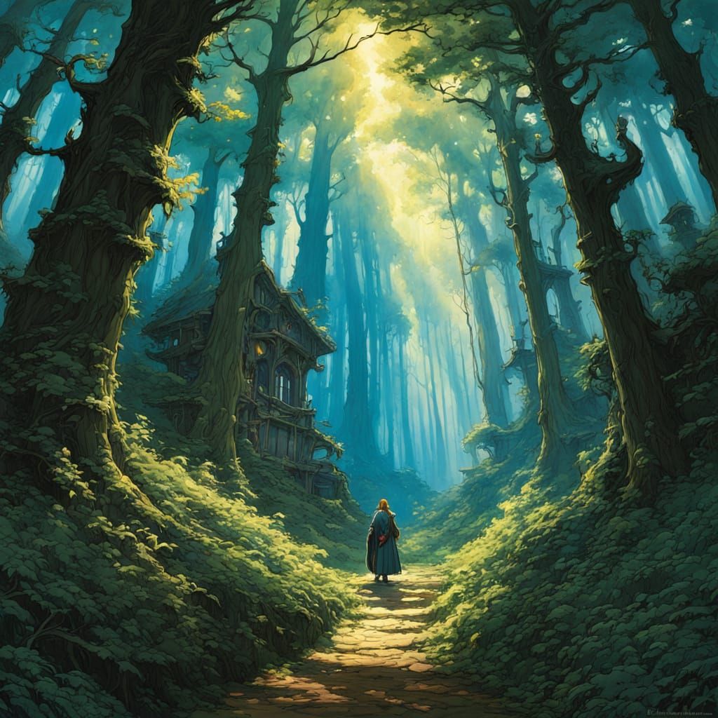 Young Paladin in Enchanted Forest, Ghibli Style