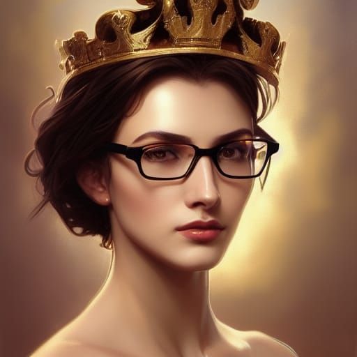 Brunette with Crown: Hyperdetailed Digital Portrait