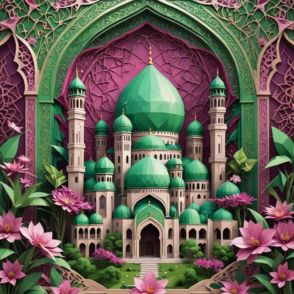 Eid Al-Fitri Masjid Card in 3D Anime Art