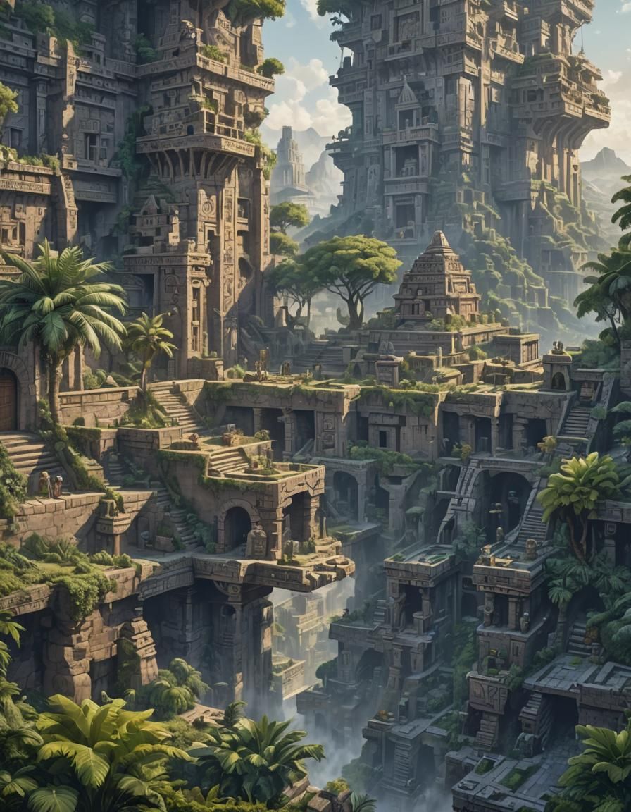 Multi-Level Aztec City Architecture