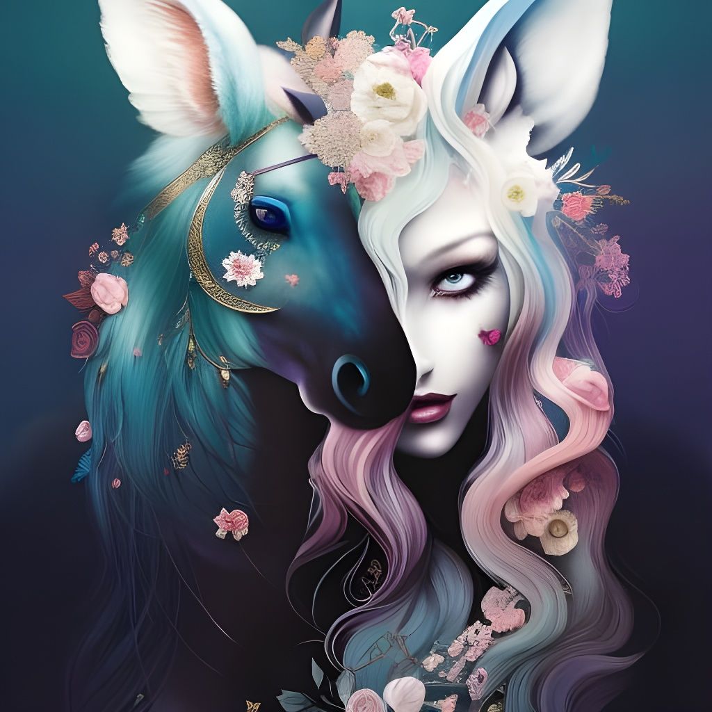 Magical Unicorn Double Exposure Collage Art
