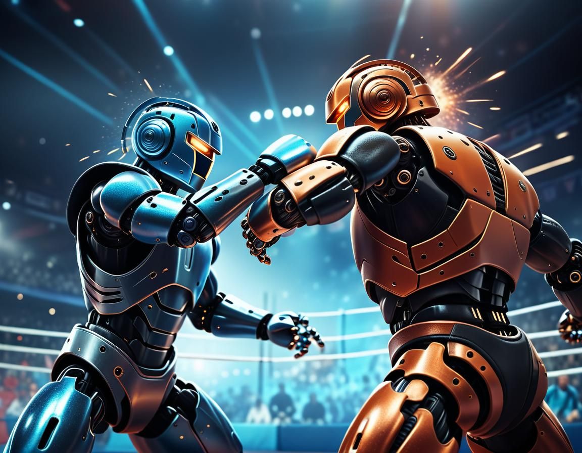 Robot Wrestlers Clash in High-Octane Sports Photography