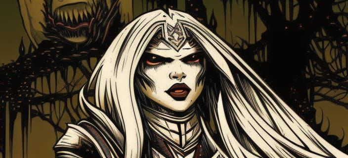 Comic Book Art of a Vampire Witch