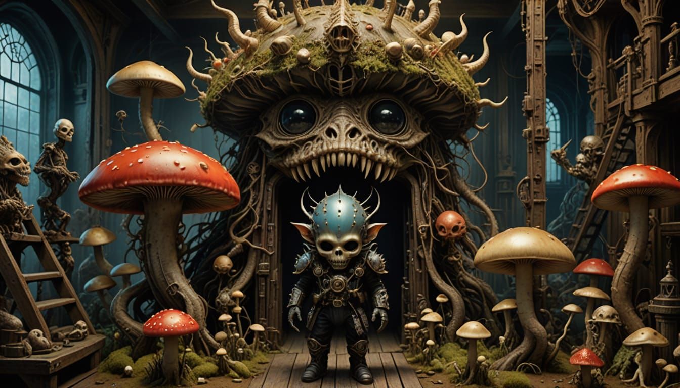 Surreal Chibi Monster Emerges from Cryptid Taxidermy in Post...