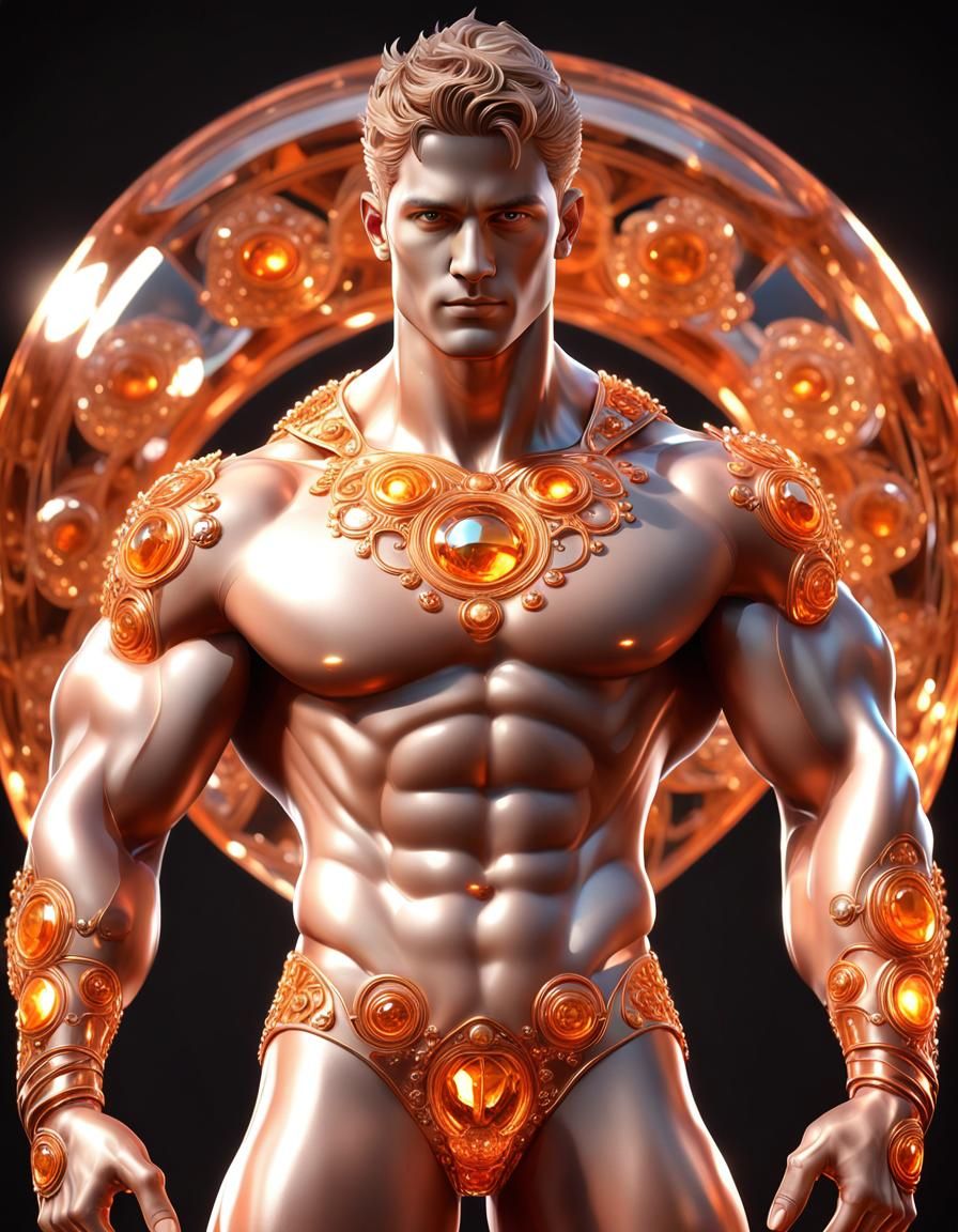 Handsome Roman God in Sparkling Crystal Outfit