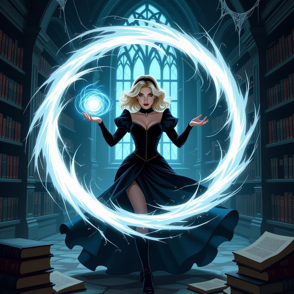 Sabrina Spellman Conjures Magic in Gothic Library