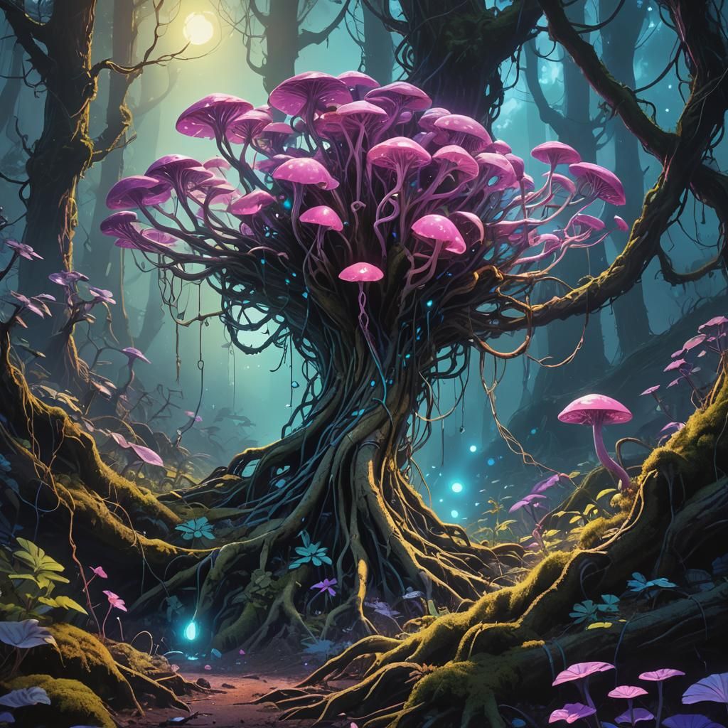Glowing Tiller in Mystical Forest Concept Art
