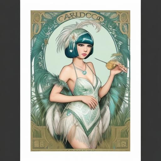 Art Nouveau Flapper with Feathers