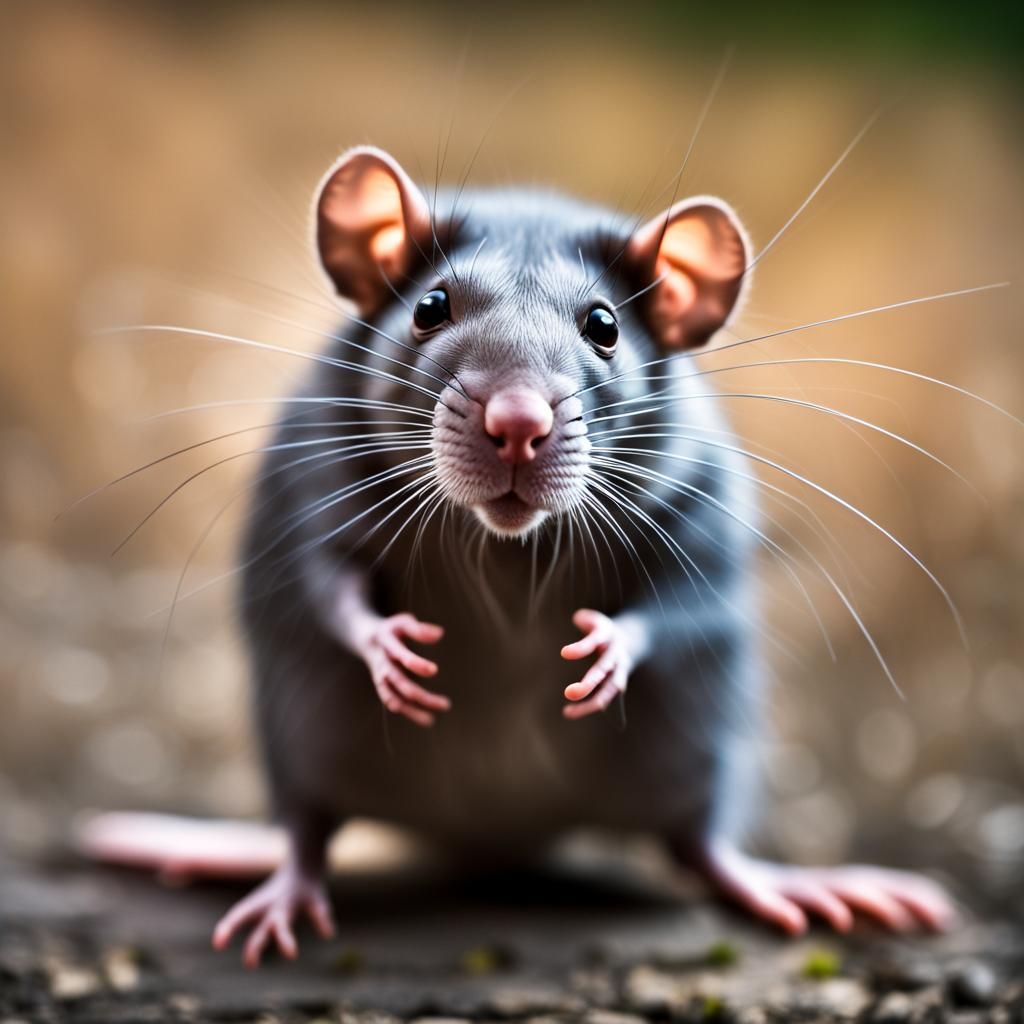 Photorealistic Rat with Human Face, Sharp Focus
