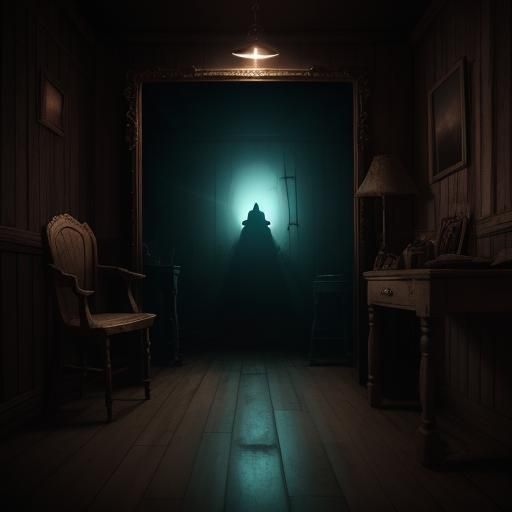 Ghostly Face in Mirror Peering from Hole