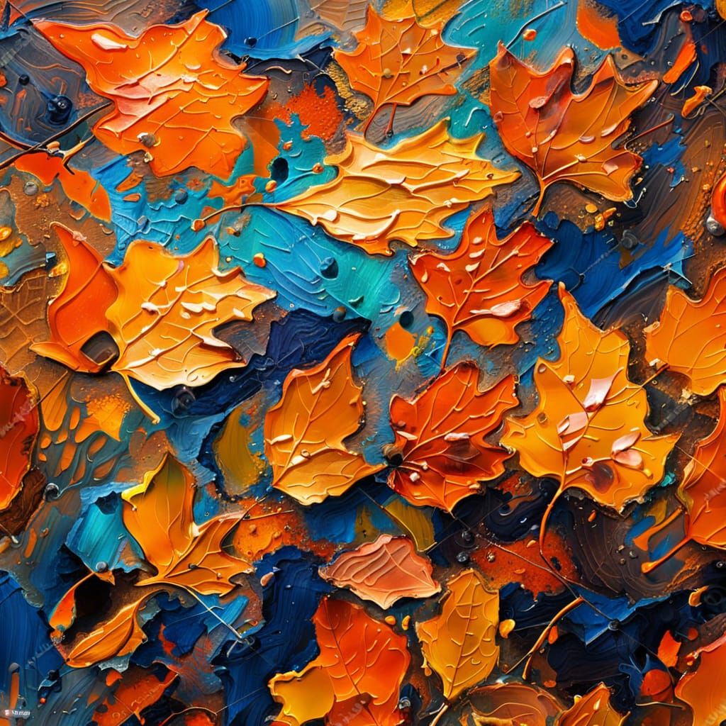 Vibrant Autumnal Abstract Expressionism in Fauvist Style