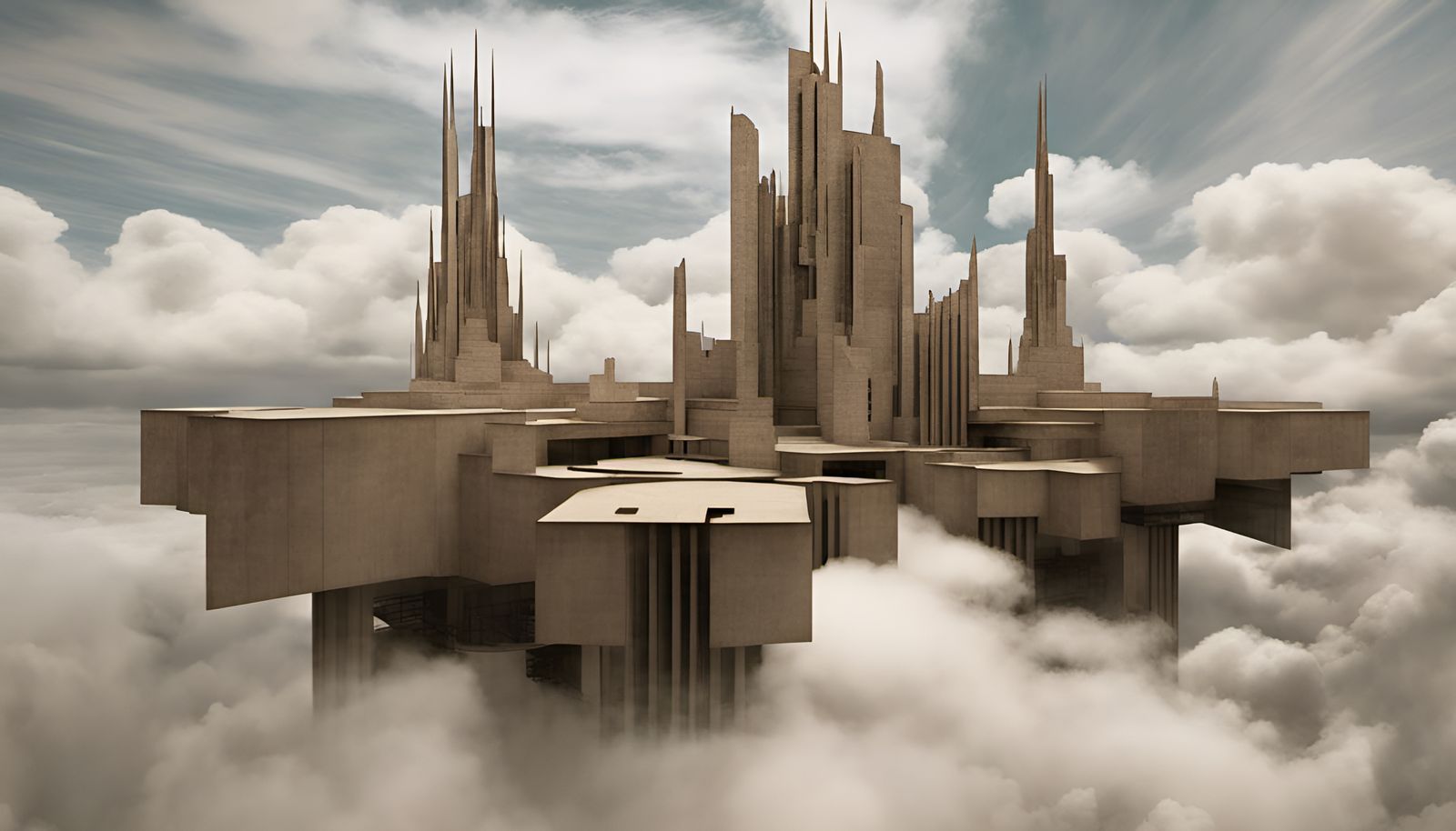 Dystopian Cityscape in Picasso Fractal Style