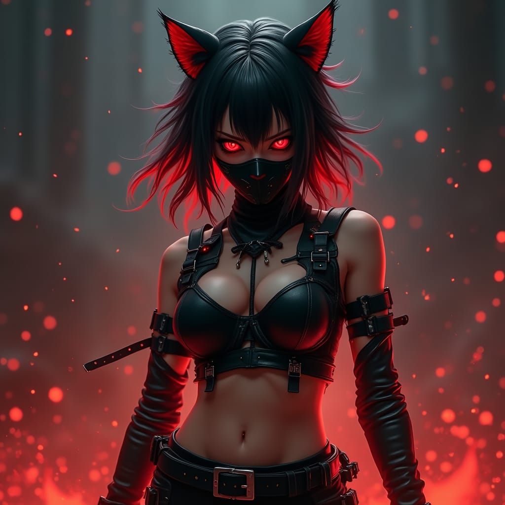 Cyberpunk Goddess with Fierce Feline Features