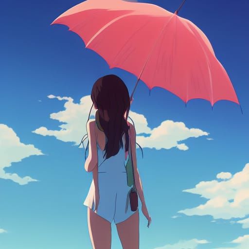 Anime Girl in Summer, Ghibli Style