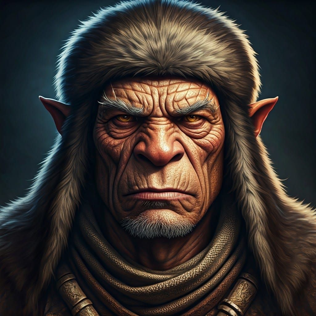 Grizzled Orc Shaman in Dark, Moody Portrait