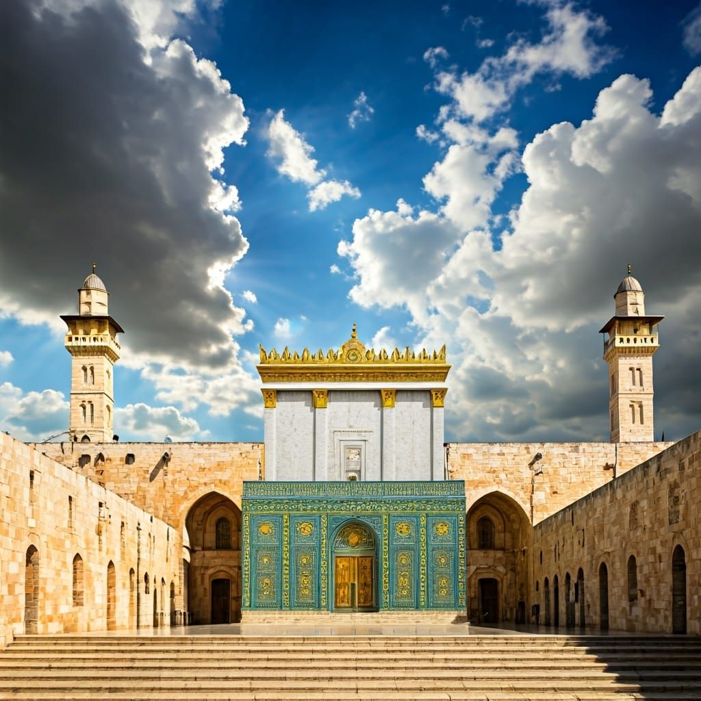 Jerusalem Temple Aerial View in Renaissance Style