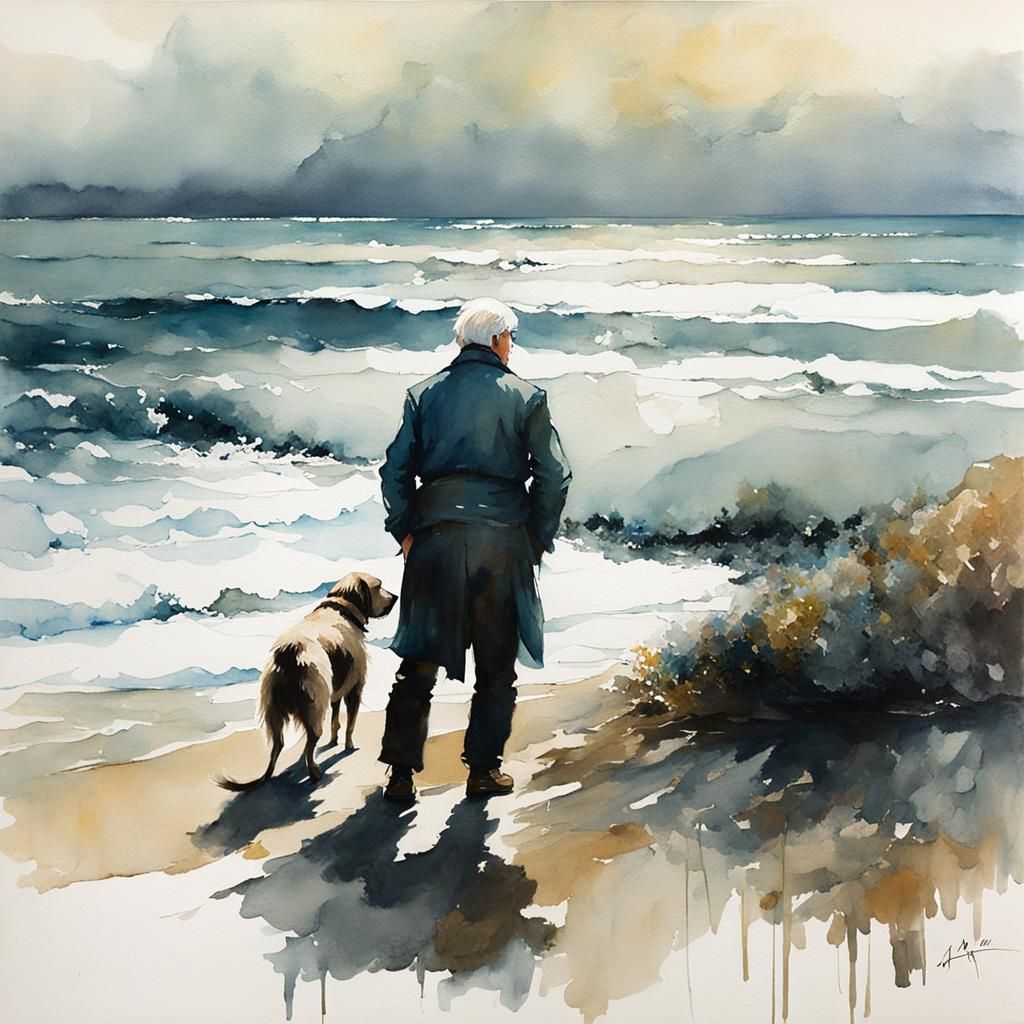 A man and a dog