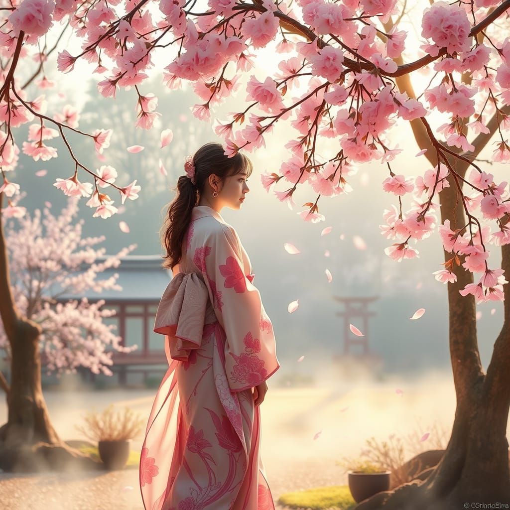 Sakura Bloom in a Dreamlike Japanese Garden