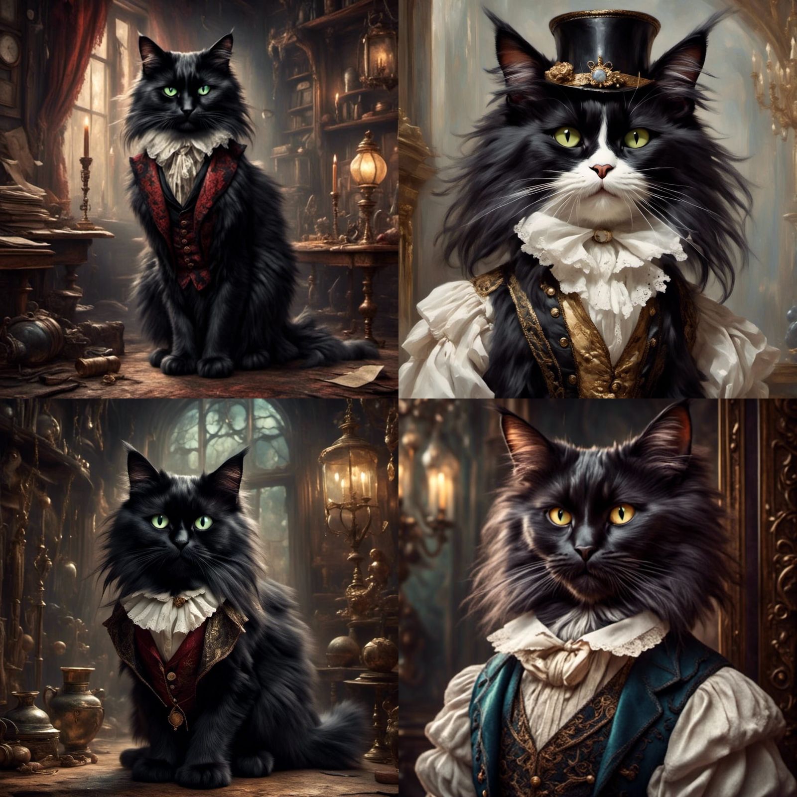 Sinister Victorian Cat Portrait by Greg Rutkowski