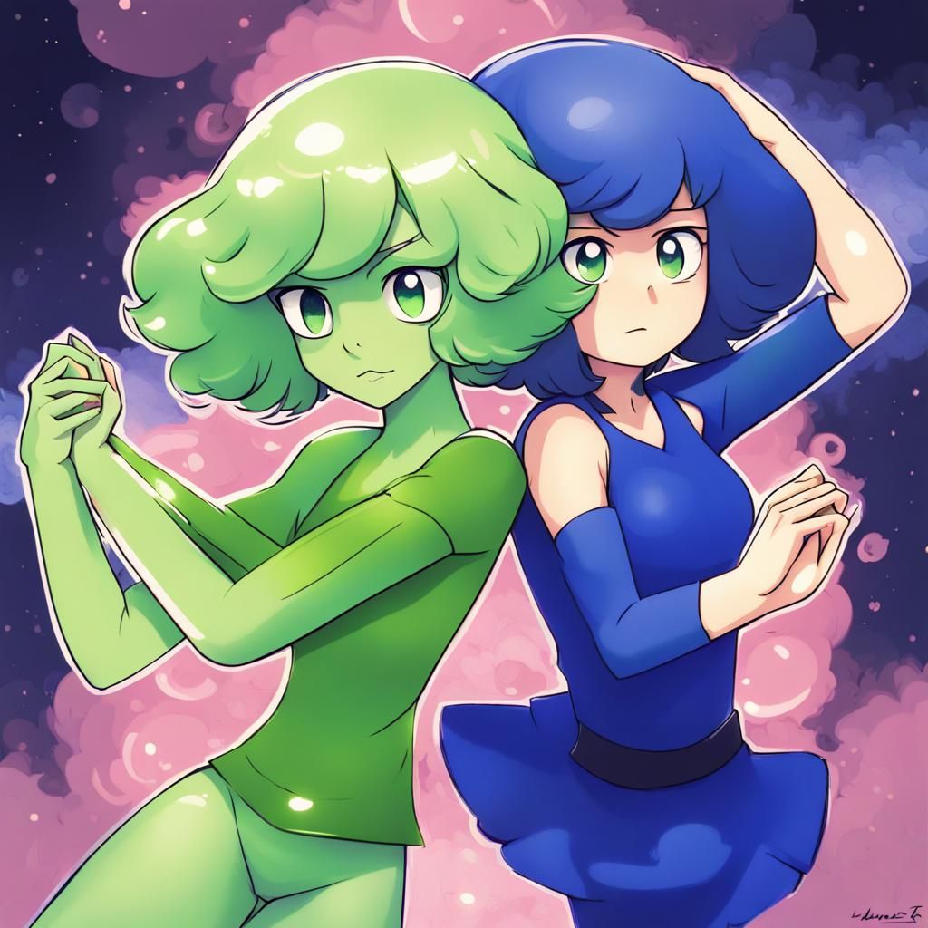 Peridot and Lapis Lazuli in Anime Art Style