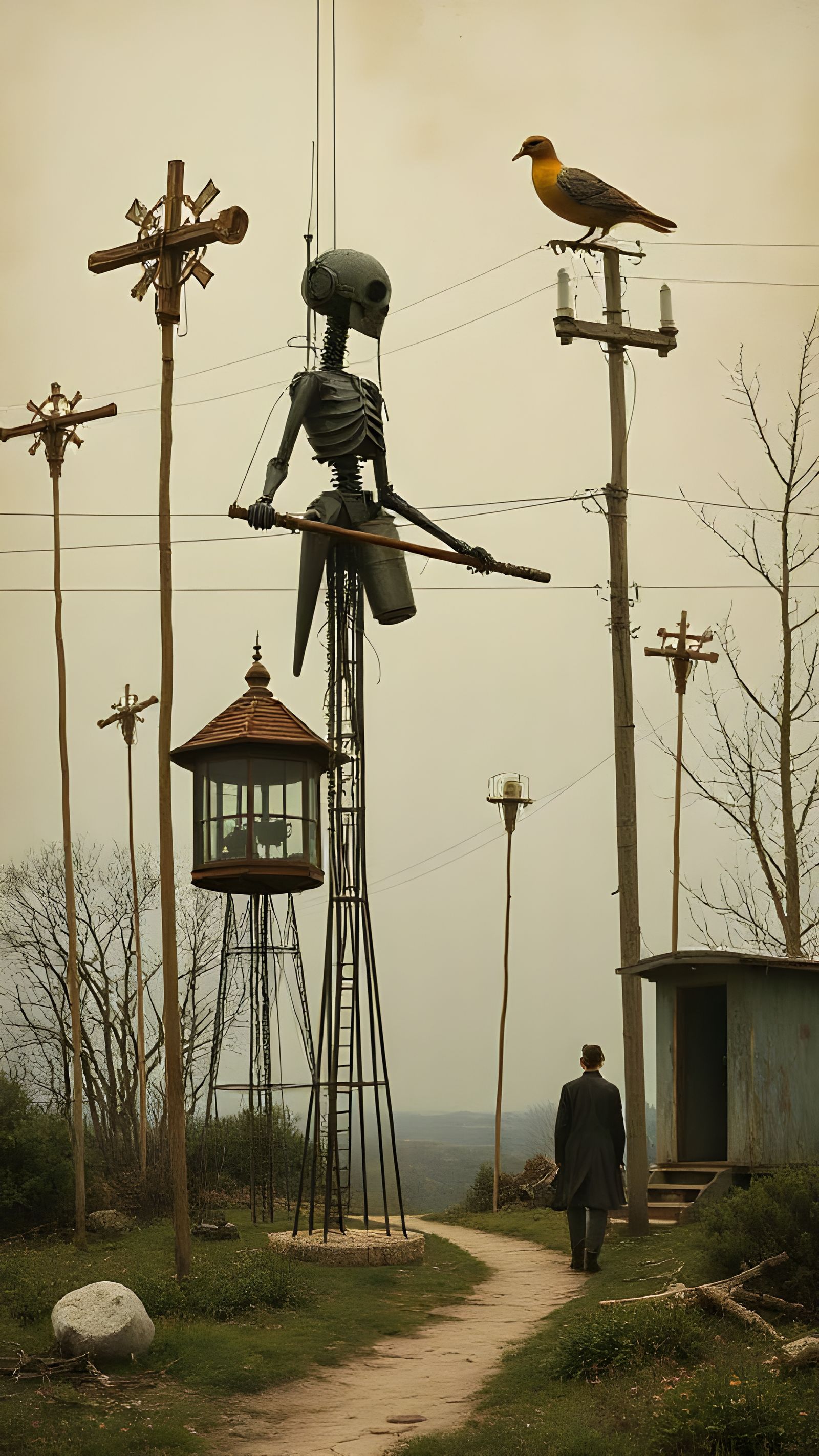 Steampunk eco system minimalistic futuristic stick elongation 5