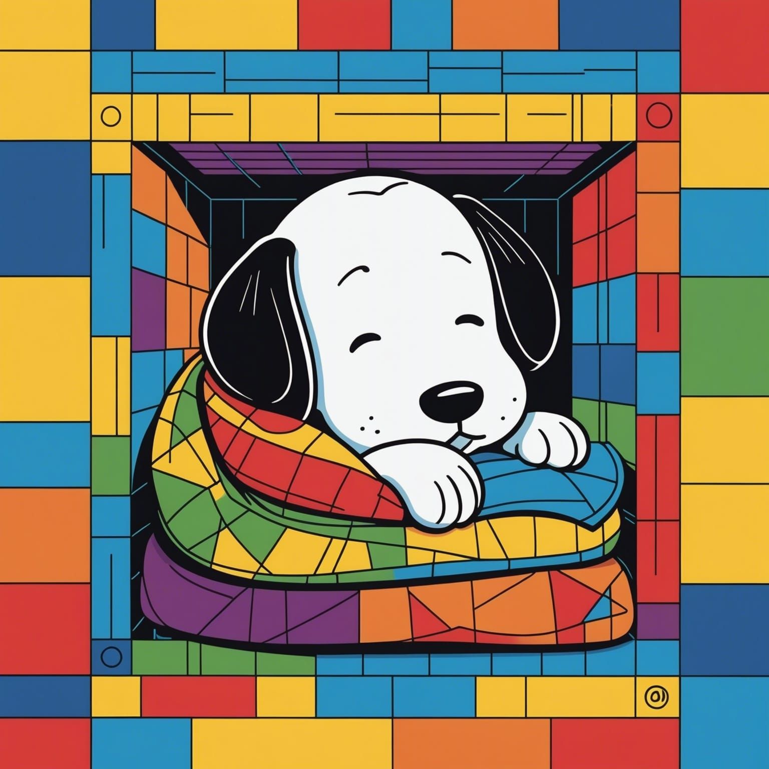 Snoopy Sleeping: Pop Art Digital Print