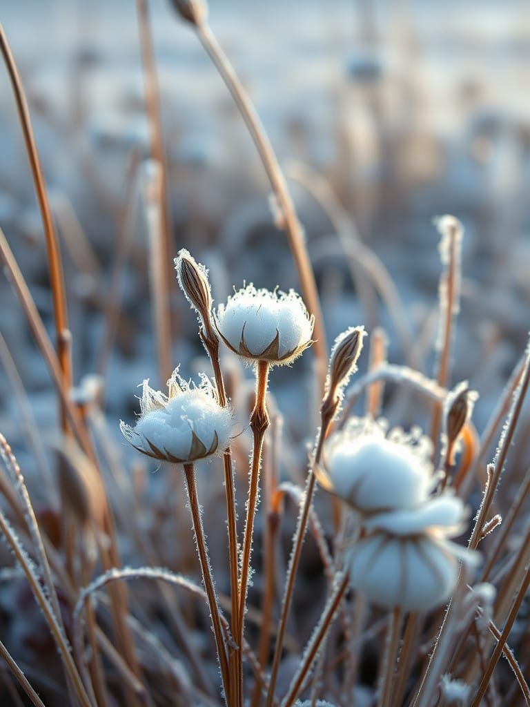 Frozen Cottongrass in Ethereal Botanical Beauty