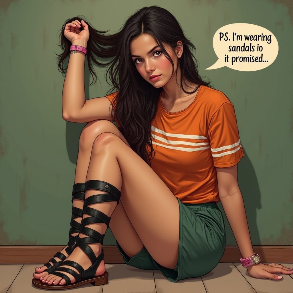 Filipina Goddess in Vibrant Attire, Wearing Black Gladiator ...