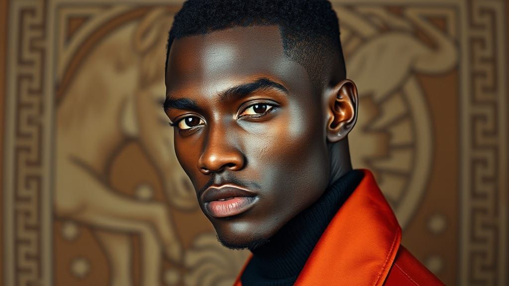 Sleek Nubian Male Fashion Icon with Unique Style