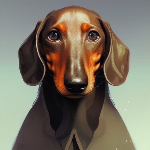 Dachshunds Portrait in Art Nouveau Style