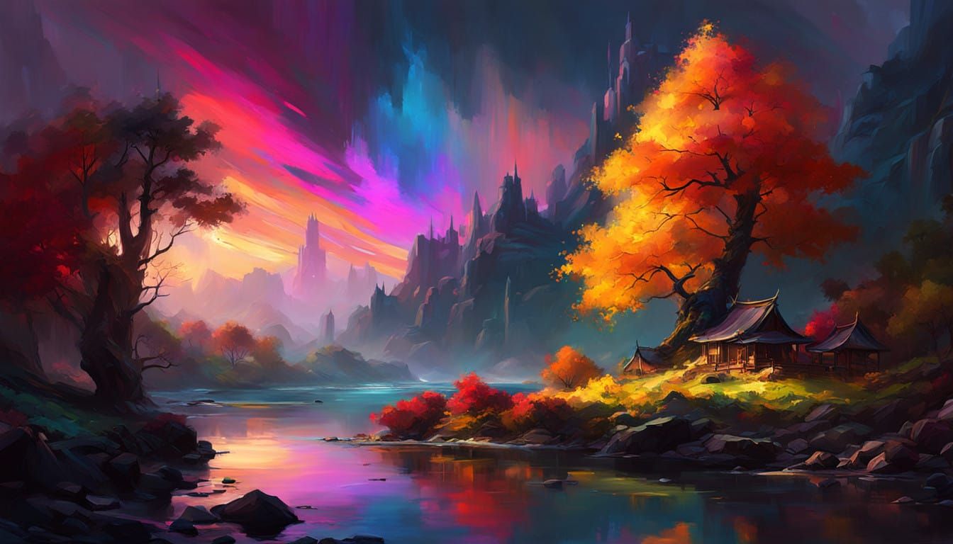 Ethereal Woodland Realm Beneath Celestial Nebula