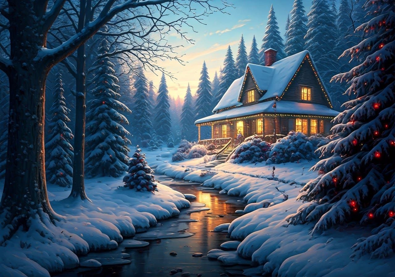 Enchanting Winter Wonderland at Dusk