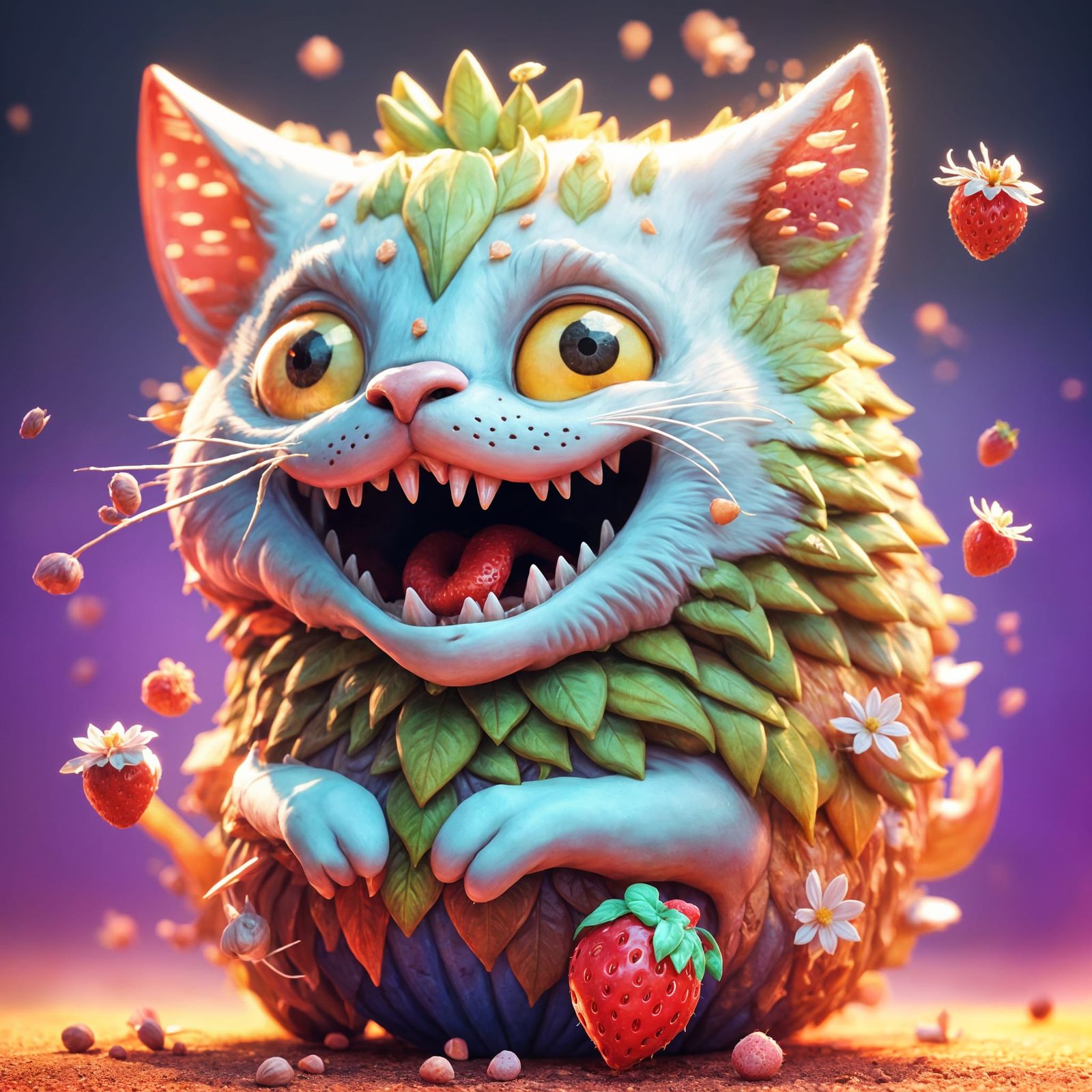 Whimsical Strawberry Cat Unleashes Joy